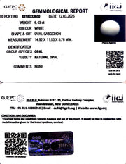 6.43/CT Natural Opal with Govt. Lab Certificate